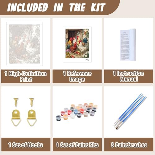 XTCIXAL Paint by Numbers Kit for Adults, Chicken, 16X20 Inch - Image 5
