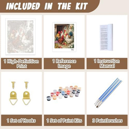 XTCIXAL Paint by Numbers Kit for Adults, Chicken, 16X20 Inch - Image 5