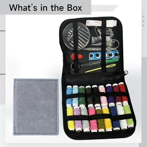 Tressify 29 Piece Diy Embroidery Book Set, Gray Cotton Linen, 18 Color Threads Included, Mini Sewing Kit For Beginners, Portable Travel Design - Image 5