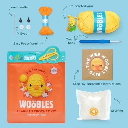 The Woobles Beginner Crochet Kit with Scissor - Kiki the Chick - Image 2