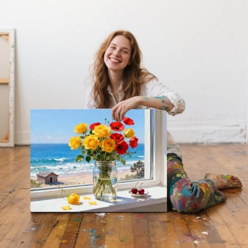 ACANDYL Flowers DIY Paint by Numbers Kit for Adults Beginner Paint by Number for Adults Flower Canvas Painting by Number DIY Acrylic Oil Painting on Canvas Arts Craft Decoration 16x20 Inch - Image 7