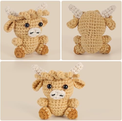 CrochetBox Highland Cow Crochet Kit for Beginners, Easy Craft for Adults - Image 2