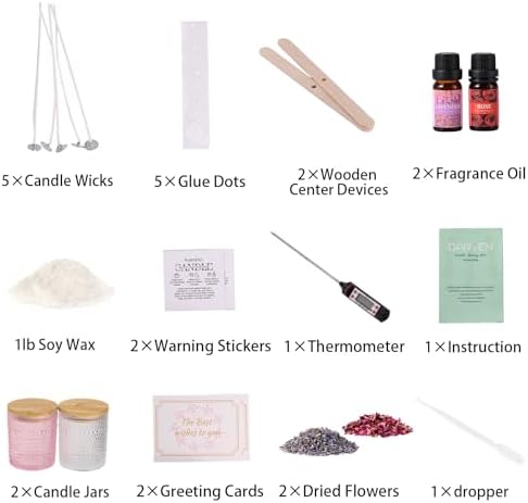 DARJEN Candle Making Kit for Beginners, 2 Jars Soy Wax Scented DIY Set - Image 2