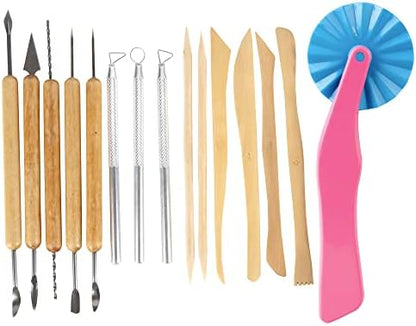 Pottery Tool Starter Kit- 15-Piece 26-Tool Beginner's Clay Ceramics Modeling Carving Sculpting Set- Arts & Crafts School Project, w Carrying Case, Birthday Gift for Kids, Gift Set for Artists - Image 7