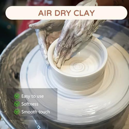 VIBRATITE 10LB Air Dry Clay with 40PCS Pottery Tools, White Modeling Clay - Image 3
