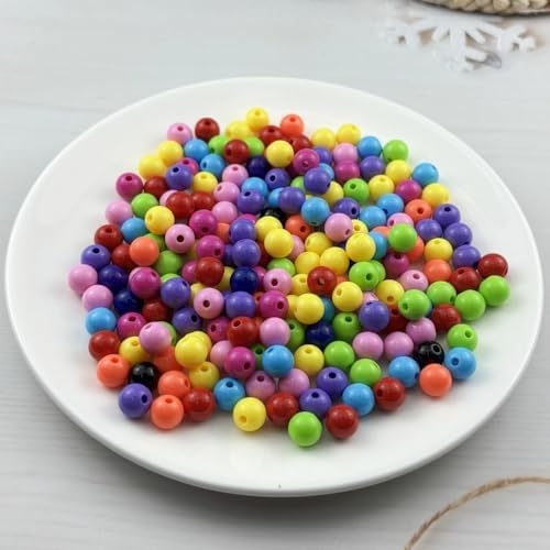 200pcs Acrylic Round Beads for Crafts 10mm Resin Candy Color Spacer Beads with Hole for Jewelry Making Sewing Crafts Decoration Necklaces Bracelets Earrings Supplies(Dark Mix Colors) - Image 2