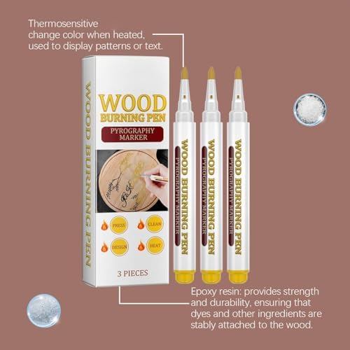 Wood Burning Marker Pen Kit, Pyrography Art Tool for Wood Crafting, PET Tips, DIY Woodburning Marker Kit for Beginners, 2025 New Home Studio School Art Projects - Image 6