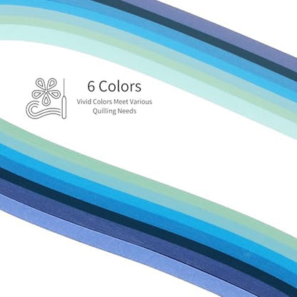 MECCANIXITY Paper Quilling Kit, 21.3 Inch 3mm Paper Quilling Strips with Blue Pen for Beginners DIY Hand Crafts Teaching Tools Flower Decoration(Blue, Pack of 120) - Image 3