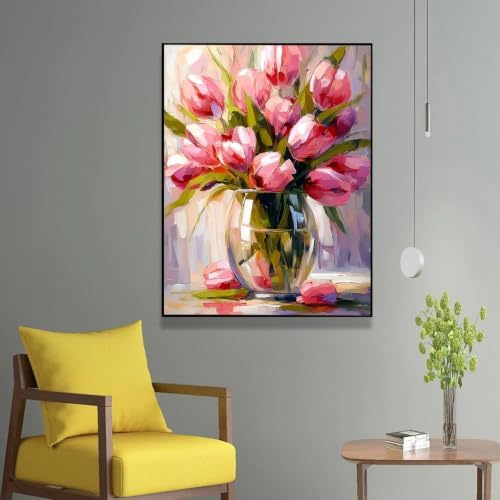 Nancency DIY Paint by Number for Adults,Painting Kits for Adult,Color by Numbers,Paint by Number Canvas Crafts Watercolor for Beginner Room Decor (Flower) - Image 6