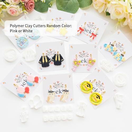 Graduation Polymer Clay Cutters & Stamps Set - 19pcs 0-9 Numbers, GARD/2026 Seals, Owl, Cap, Gown, Balloon for DIY Earring Jewelry, Soft Clay Crafts & Class Party Supplies - Image 2