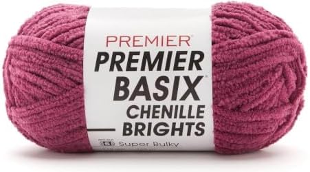 Premier Basix Chenille Brights Yarn, Plush Bulky Chenille Yarn for Crocheting & Hand Knitting, Soft Yarn for Cozy Projects, Chunky Yarn for Hand Knitting, Orchid by Premier