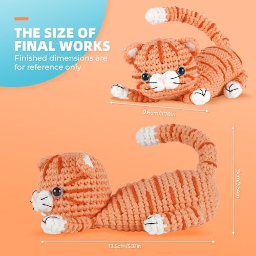MOREJMTT Crochet kit for Beginners Adults, Learn to Crochet, Include Easy Knitting Soft Yarn, Step-by-Step Video Tutorial, Hook, Holiday Birthday Gift (Orange cat) - Image 5