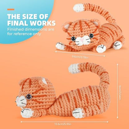 MOREJMTT Crochet kit for Beginners Adults, Learn to Crochet, Include Easy Knitting Soft Yarn, Step-by-Step Video Tutorial, Hook, Holiday Birthday Gift (Orange cat) - Image 5