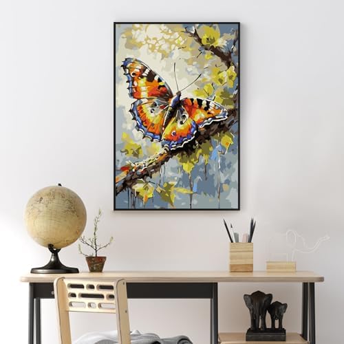 Yezavesu Framed Paint by Numbers Kit for Adults Beginner & Kids Ages 8-12, Butterfly Paint by Numbers with Frame, DIY Number Painting for Adults Butterfly for Home Wall Decor Gift 8X 12 inch - Image 2