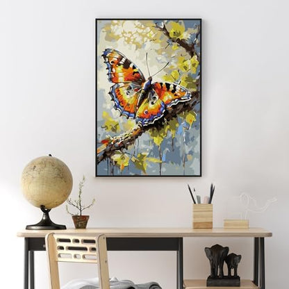 Yezavesu Framed Paint by Numbers Kit for Adults Beginner & Kids Ages 8-12, Butterfly Paint by Numbers with Frame, DIY Number Painting for Adults Butterfly for Home Wall Decor Gift 8X 12 inch - Image 2