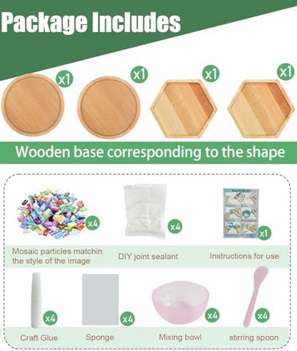 Kids Mosaic Coaster Kit – 4-Pack, Non-Toxic Crafts Ages 6-12 - Image 3