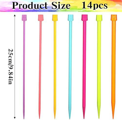 14 PCS Knitting Needles, 4 Mm-10 Mm Colorful Single Point Knitting Needle, Plastic Knitting Needles Set for Beginners Making Sweater, Scarf - Image 2