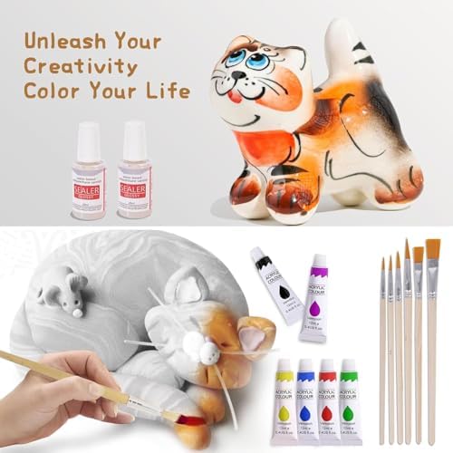 HAWERSI Air Dry Clay Kit for Adults,66 Pcs Beginners Pottery Kit Includes 4.4Lbs Air Dry Clay,Tools, Paints,Brushes,Gloss Varnish,Sand Papers,Non-Stick Rolling Pin,Storage Bag,Christmas Gift - Image 4