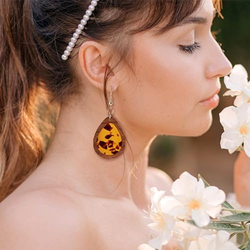 Boutigem 56Pcs Wood Dangle Earring Charm Kit with Teardrop Resin Wood Pendants Earring Hooks Jump Rings for DIY Women Jewelry Making Necklace Keychain Decor - Image 6