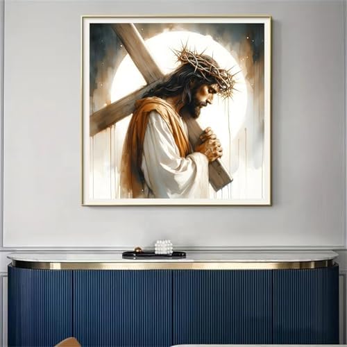 Jesus Stamped Cross Stitch Kits for Beginners Adults, Dimensions Needlepoint Art Crafts,Counted Cross Stitch Kits Embroidery Kits for Beginners Adults for Home Decor 13.8X13.8inch - Image 5