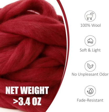 VNAKER 3.4oz Needle Felting Wool Wine Red for DIY Needle Craft Enthusiasts - Image 2