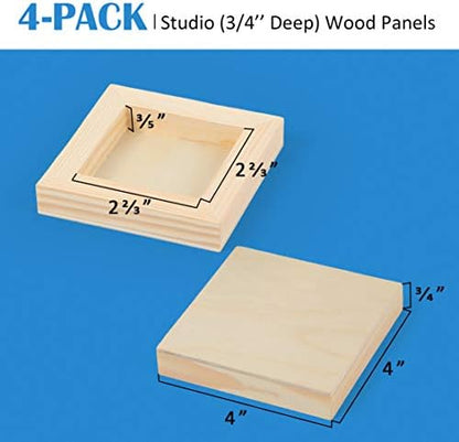 Falling in Art 4 Pack 4x4’’ Unfinished Birch Wood Panels Kit for Painting - Image 2