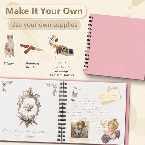 Popotop 12x12 Inch Scrapbook Photo Album, 60 Page Decorative Kraft Paper Book for 4x6 5x7 6x8 Pictures, DIY Memory Photo Albums as Gifts for Wedding Baby Christmas School Family - Image 2