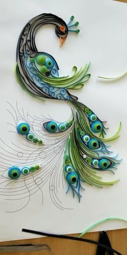 Peacock Paper Quilling Kit Paper Quilling Adult Craft Great for DIY Craft Workshop,Home Decoration, Birthday Gift,Adult Friend interaction.It's Suitable for Adult and Craftsmen.Creative Stress Reliee. - Image 4