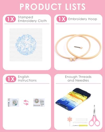 TINDTOP Embroidery Kit for Beginners Adult, Hummingbird Embroidery Kit - Image 2