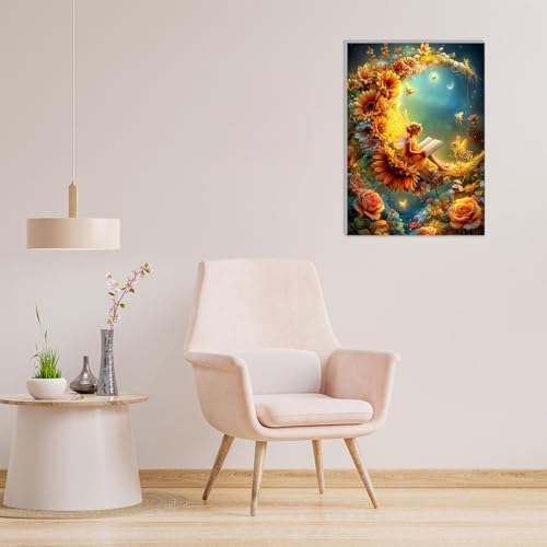 MAXBYE Moon Paint by Numbers Kit for Adults with Frame and Wooden Easel, Fairy Easy Painting Numbers Art Kits with Frame on Canvas, DIY Acrylic Painting Kit for Gift Home Wall Garden Decor 10×14 in - Image 5