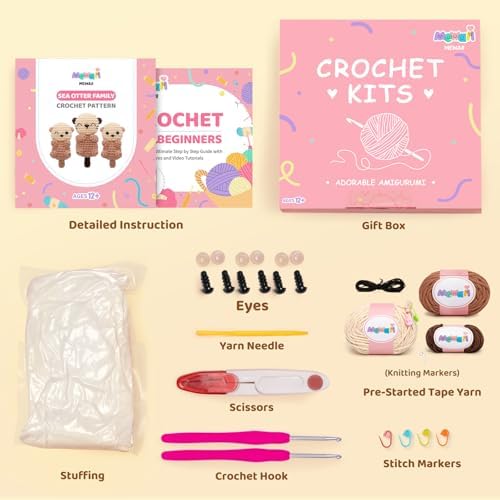 Mewaii Crochet Kit for Beginners, 3 Pack Sea Otter Craft Set - Image 2