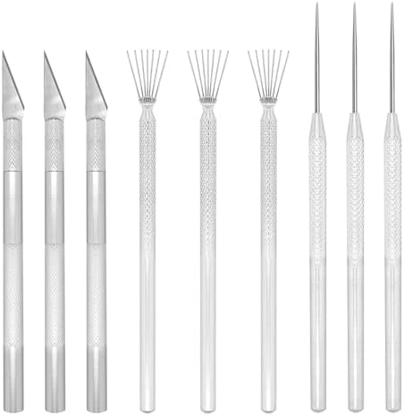 3 in 1 Clay Needle Tools Sculpting Ceramics Pottery Carving Tools for Model Clay Supplies, Ceramic & Pottery Tool Includes Sculpture Feather Pin Carving Knife Needle Texture Tool,9PCS Total,LXLVOUEG by LXLVOUEG