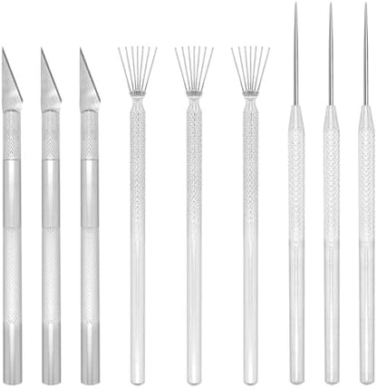 3 in 1 Clay Needle Tools Sculpting Ceramics Pottery Carving Tools for Model Clay Supplies, Ceramic & Pottery Tool Includes Sculpture Feather Pin Carving Knife Needle Texture Tool,9PCS Total,LXLVOUEG by LXLVOUEG