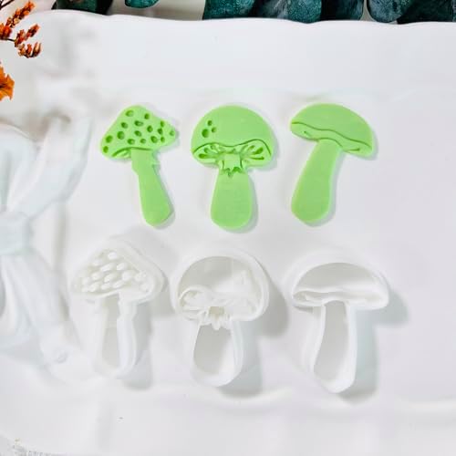 Xaekicr 3pcs Mushroom Clay Cutters – Polymer Clay Cutters for Earrings, Textured Clay Molds, Clay Tools for Polymer Clay Jewelry Making - Image 4