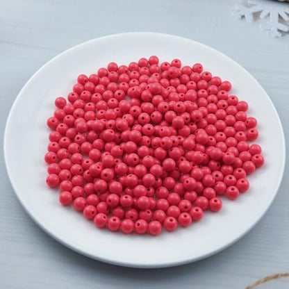 300pcs Acrylic Round Beads for Crafts 8mm Resin Candy Color Spacer Beads with Hole for Jewelry Making Sewing Crafts Decoration Necklaces Bracelets Earrings Supplies(Rose Red) - Image 2