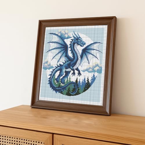 FREEBLOSS 11CT Cross Stitch Kits for Beginner Dragon Stamped Cross Stitch Kit Landscape DIY Embroidery Wall Art Painting Kit with Instructions 17.7" x 17.7" - Image 7