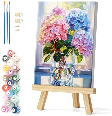Natuyalo Paint by Numbers Kit for Adults Framed - Colorful Flowers Paint by Number on Canvas with Frame, Vase DIY Acrylic Painting by Number Ideal Gift Home Wall Decor (12x16 Inch) by Natuyalo