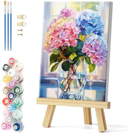 Natuyalo Paint by Numbers Kit for Adults Framed - Colorful Flowers Paint by Number on Canvas with Frame, Vase DIY Acrylic Painting by Number Ideal Gift Home Wall Decor (12x16 Inch) by Natuyalo