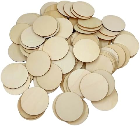 120 Pcs Unfinished Wood Circle Coins, 2 Inch Natural Wood Slices, Disc Blank Natural Ornaments for Decoration DIY Craft Art Supplies (Round 2 x 2 x 0.12 inches) by SPKESE