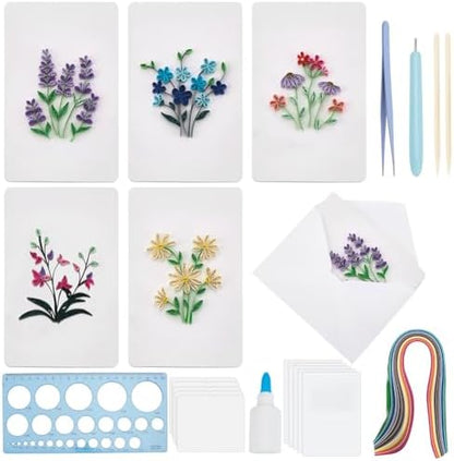 WEBEEDY 20 Sets Paper Quilling Kit for Adults Beginners 5 Styles Flower Quilling Greeting Card Making Kit with Instruction DIY Unique Flowers Cards for Valentine's Day Wedding New Year's Day by WEBEEDY