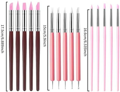 15 PCS Pink Clay Sculpting Tools Set, Professional Silicone Brushes & Dotting Tools Kit for Polymer Clay, Air Dry Clay, Pottery, Modeling & Crafting - Image 4
