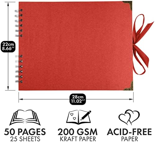 Bstorify Square Scrapbook Photo Albums 50 Pages (11 x 8.5 Inch) Red - Image 2
