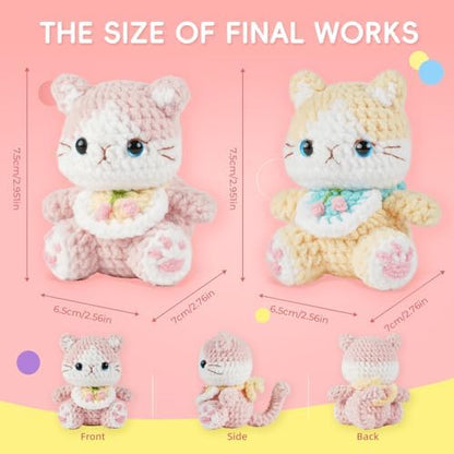 Crochet Kit for Beginners, Cute cat Animal Kits for Adults, Amigurumi Set - Image 5