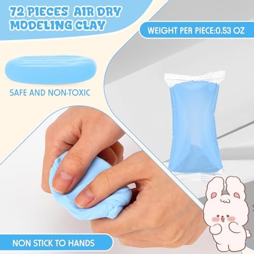 VioraWhite 72 Pcs 38oz Air Dry Clay Bulk Modeling Clay,Sky Blue - Image 2