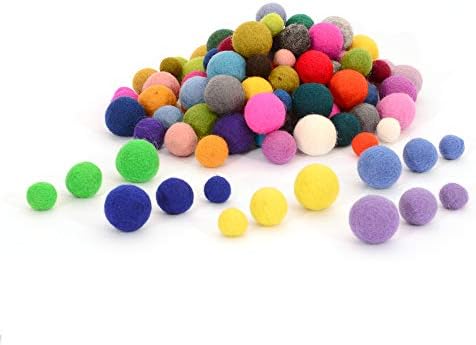 Glaciart One Felt Pom Poms, Wool Balls (240 Pcs) 4 Sizes: 1 cm, 1.5 cm, 2 cm & 2.5 cm, Handmade Felted 60 Color (Red, Pink, Blue, Yellow, Black, Pastel & More), Bulk Small Puff for Felting & Garland - Image 6