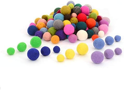 Glaciart One Felt Pom Poms, Wool Balls (240 Pcs) 4 Sizes: 1 cm, 1.5 cm, 2 cm & 2.5 cm, Handmade Felted 60 Color (Red, Pink, Blue, Yellow, Black, Pastel & More), Bulk Small Puff for Felting & Garland - Image 6