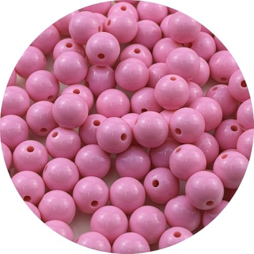 100pcs Acrylic Round Beads for Crafts 12mm Resin Candy Color Spacer Beads with Hole for Jewelry Making Sewing Crafts Decoration Necklaces Bracelets Earrings Supplies(Pink) by Unknown