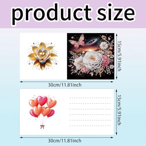 MaiYiYi 6 Pack DIY Lotus Flower Diamond Painting Greeting Cards Kit - Image 2