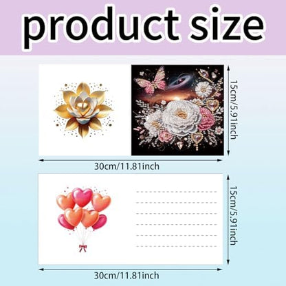 MaiYiYi 6 Pack DIY Lotus Flower Diamond Painting Greeting Cards Kit - Image 2