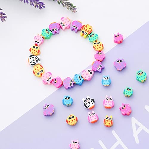 100pcs Owl Polymer Clay Spacer Beads for Women Jewelry Making DIY Bracelet Necklace Hair Clip Accessories (Owl) - Image 2